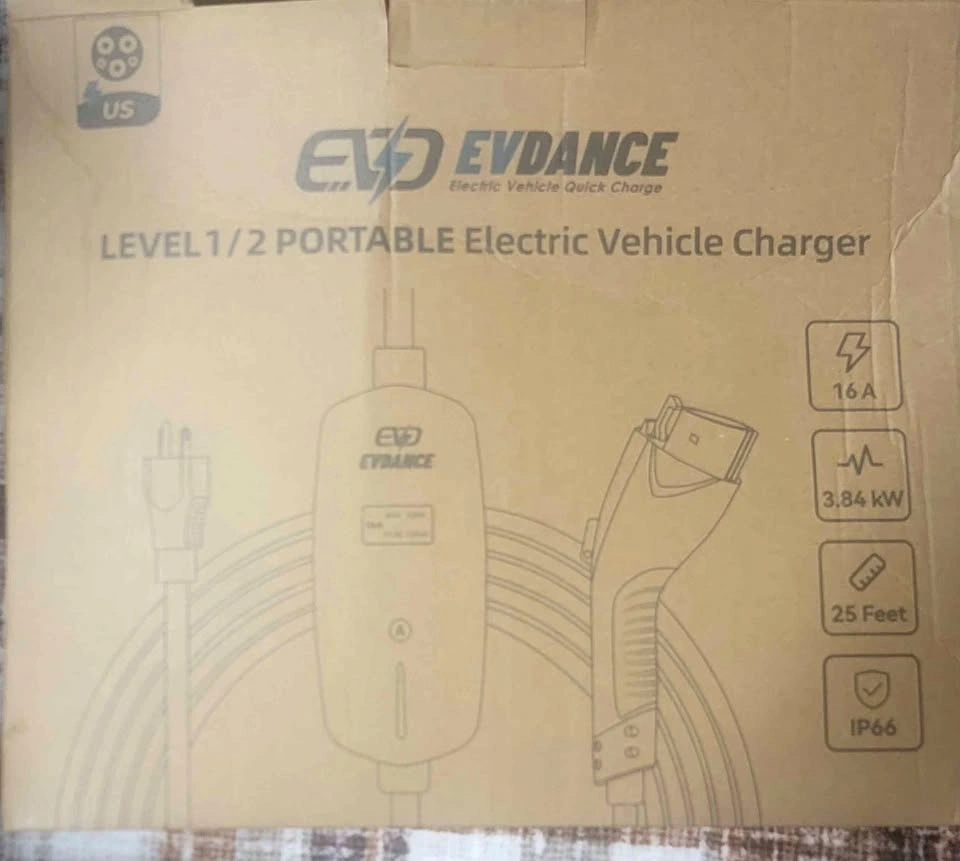 EVDANCE Level 1/2 Portable EV Charger 16A 25ft