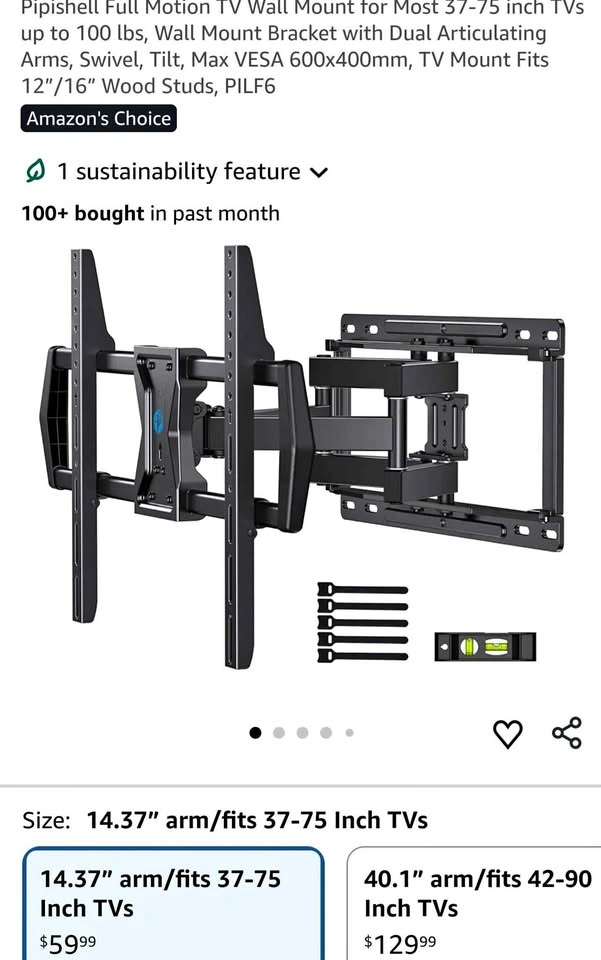 Pipishell Full Motion TV Wall Mount PILF6