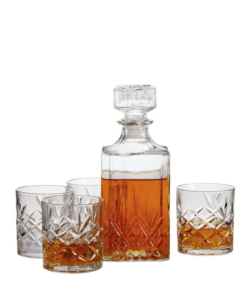 Trudeau 5-Piece Whiskey Glass & Decanter Set