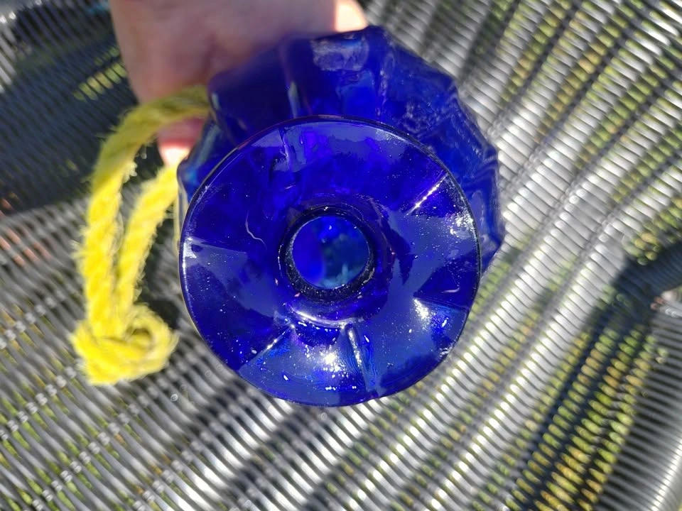 Vintage Hand Blown Cobalt Blue Hot Air Balloon Suncatcher - photo 4