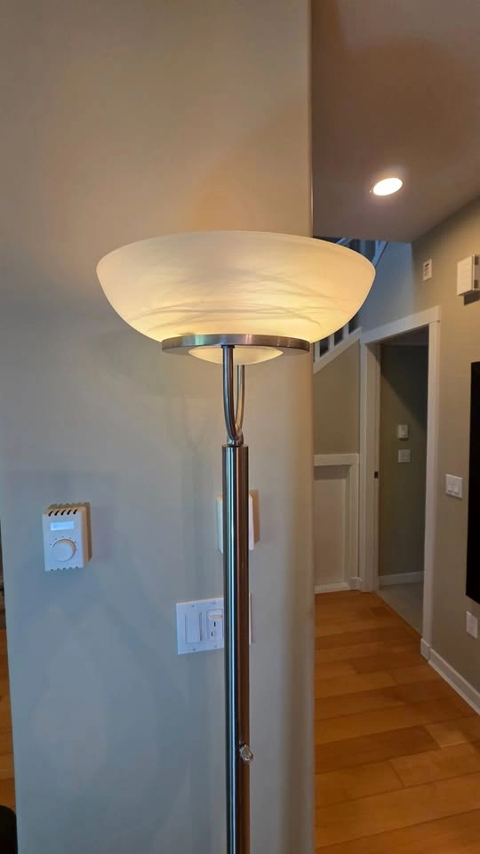 Adesso Expo Floor Lamp – Brushed Steel & Frosted Glass - photo 2