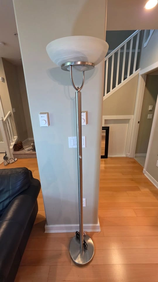 Adesso Expo Floor Lamp – Brushed Steel & Frosted Glass - photo 3