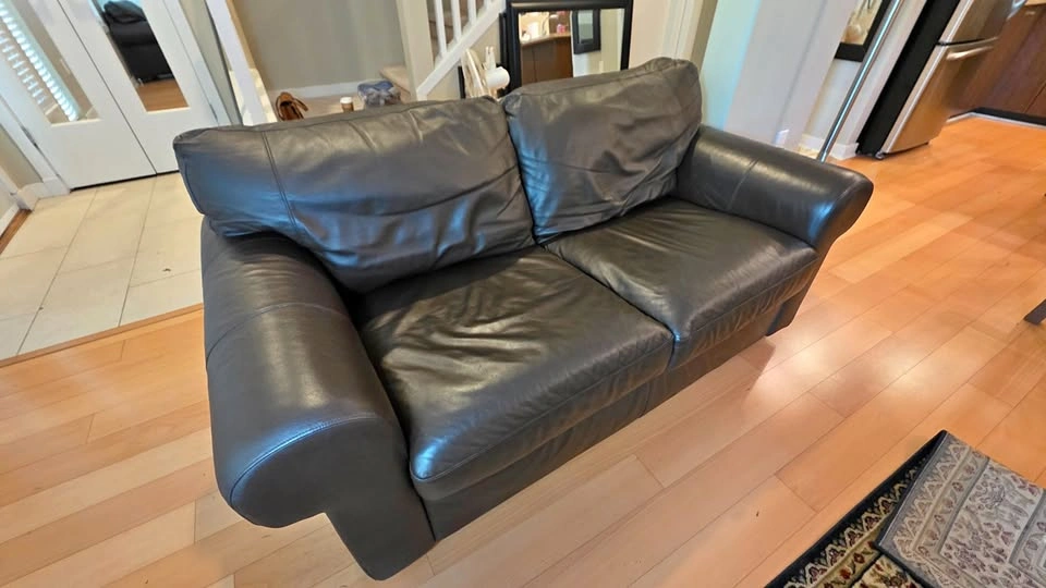 IKEA Genuine Leather Sofa – Dark Brown – Excellent Condition