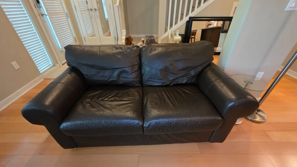 IKEA Genuine Leather Sofa – Dark Brown – Excellent Condition - photo 2