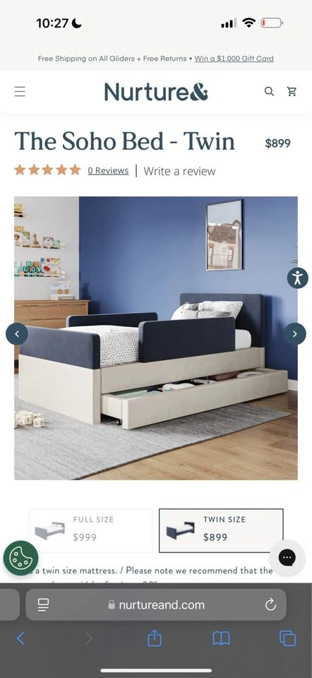 Nurture& twin trundle with additional side rail