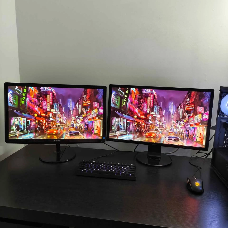Clean Dual FullHD Monitor Setup - photo 5