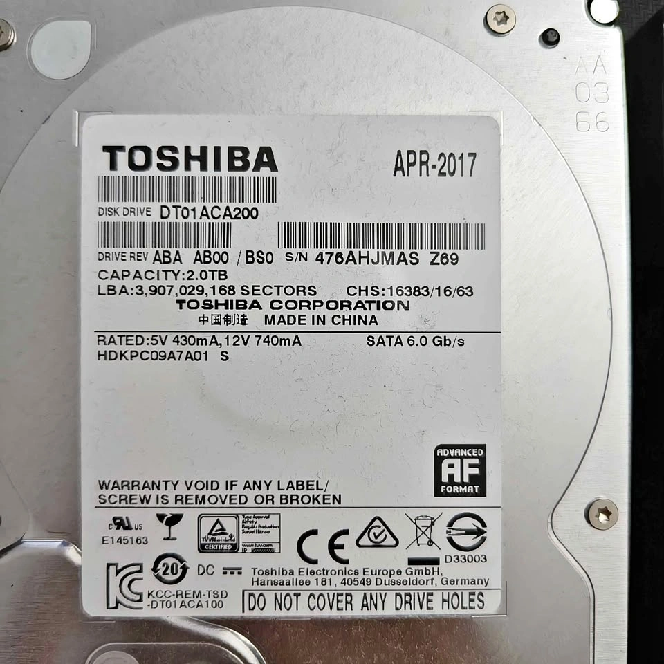 Reliable 2TB 3.5" HDD (SATA 3) PC desktop storage
