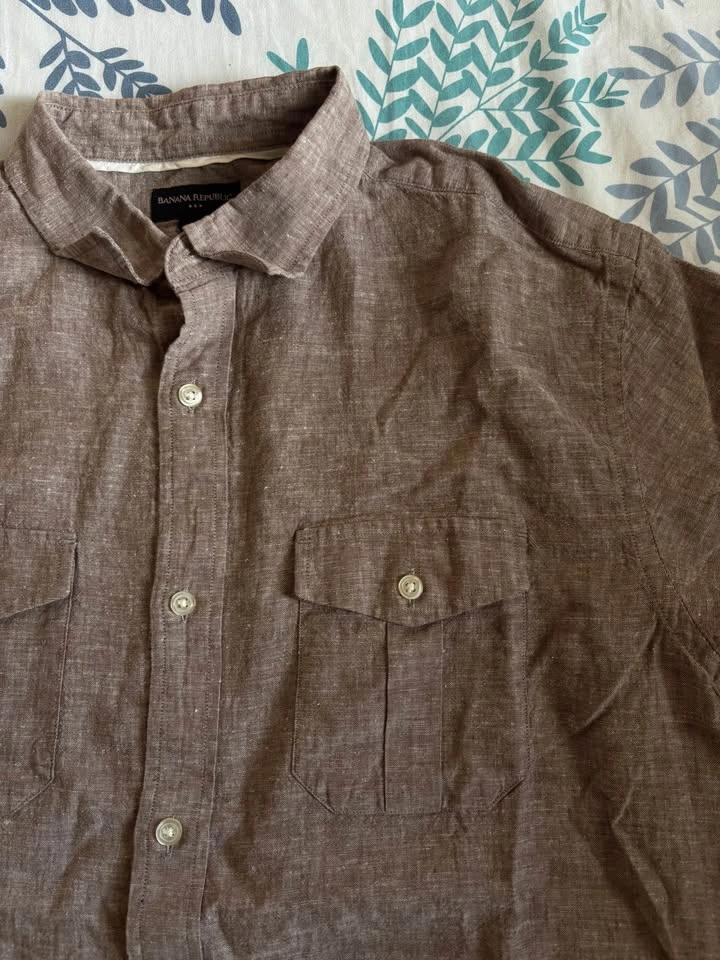 Banana Republic brown short sleeve button up shirt L - photo 3