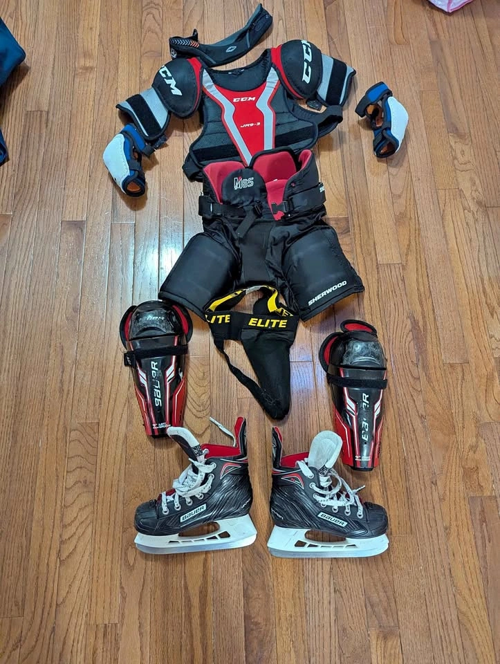 Youth Hockey Gear Set - CCM, Bauer, Sherwood - Skates, Pads, Bag