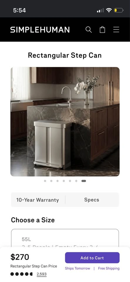 Simplehuman Dual Trashcan 58L - photo 2