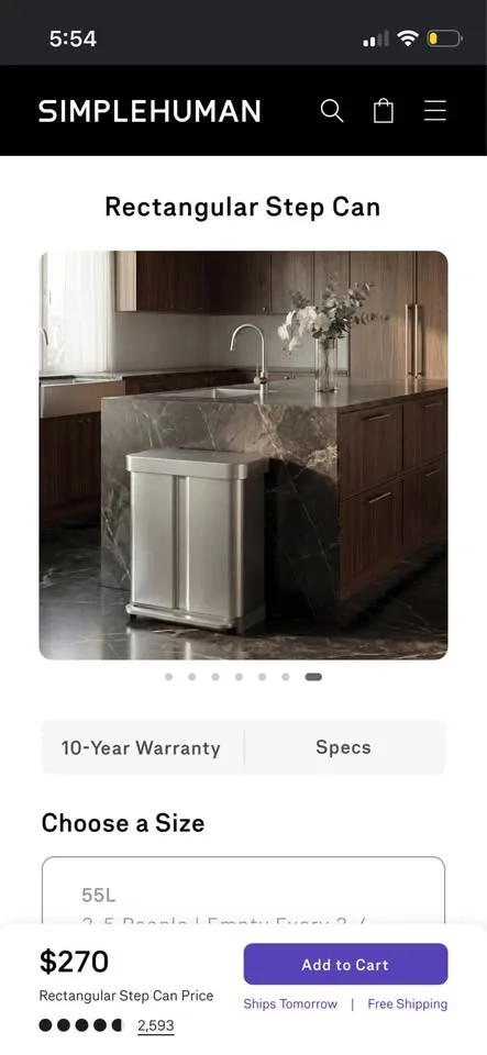Simplehuman Dual Trashcan 58L - photo 2