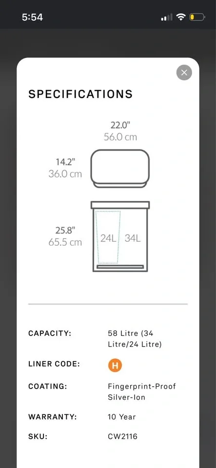 Simplehuman Dual Trashcan 58L - photo 3