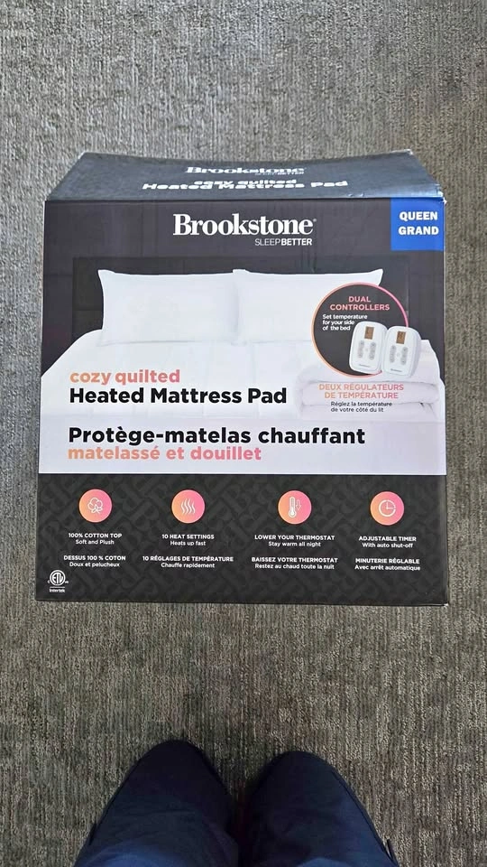 Cozy Quilted Heated Mattress Pad- Queen