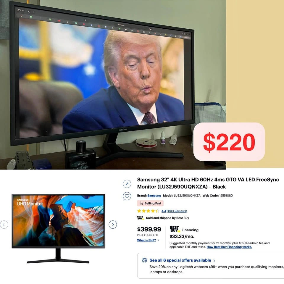 Samsung 32" 4K UHD 60Hz LED Monitor (LU32J590UQNXZA)