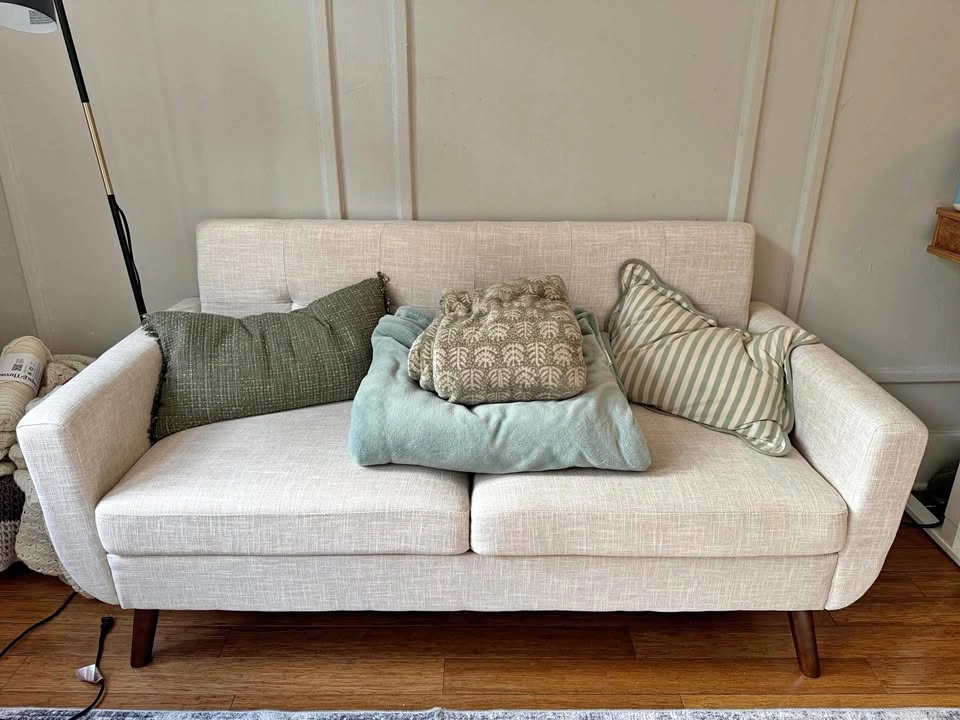 Beige Linen Loveseat