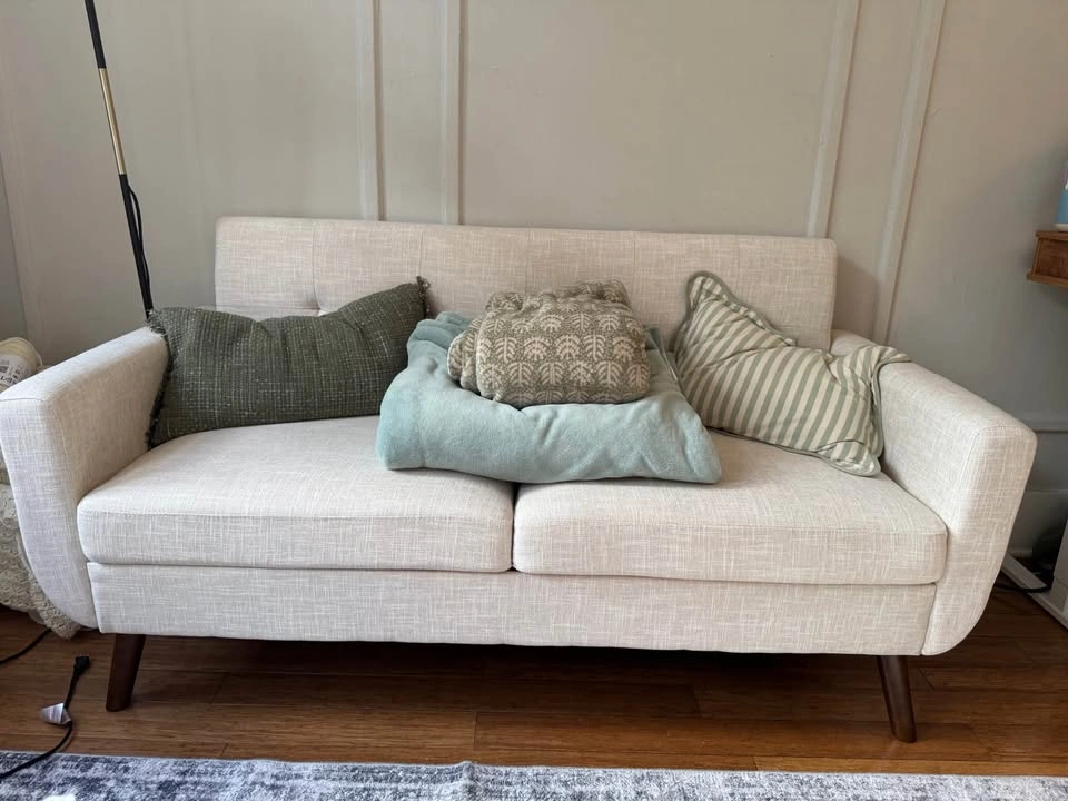 Beige Linen Loveseat - photo 2