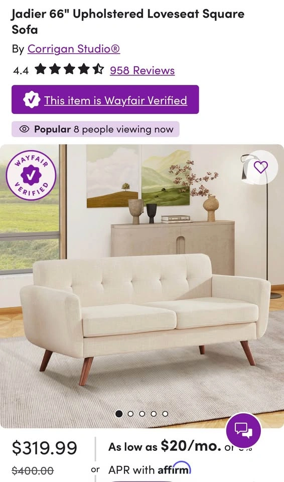 Beige Linen Loveseat - photo 3