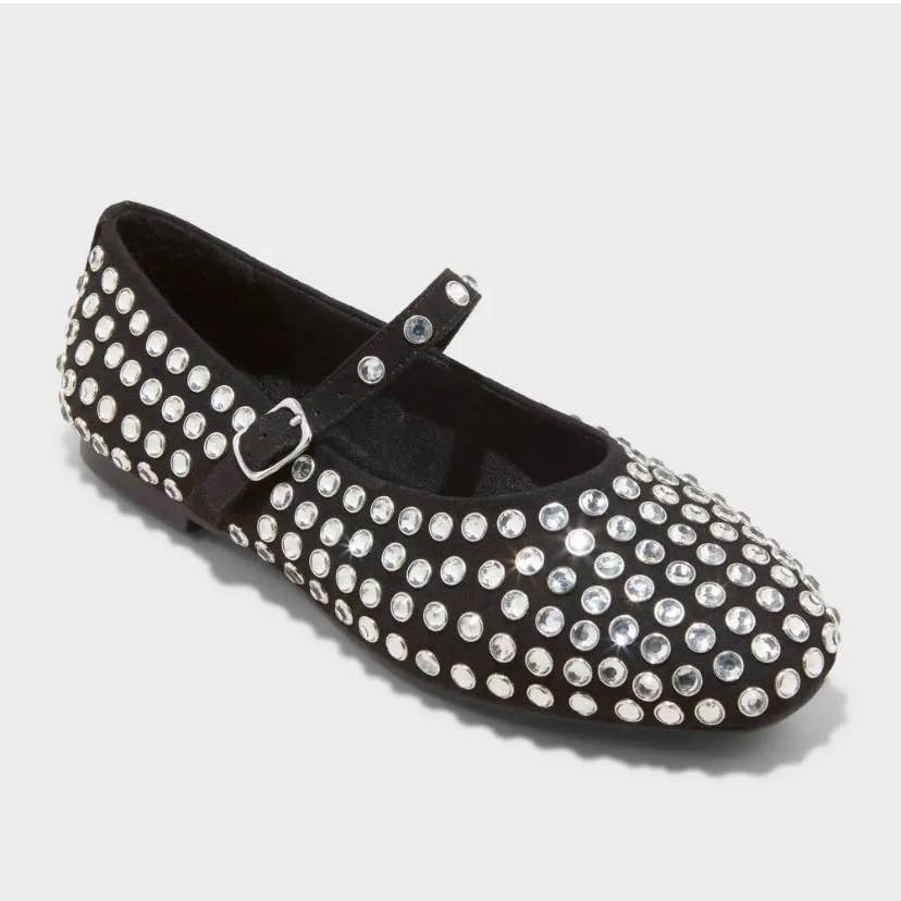 A New Day women's black Issa rhinestone Mary Jane ballet flats - photo 3