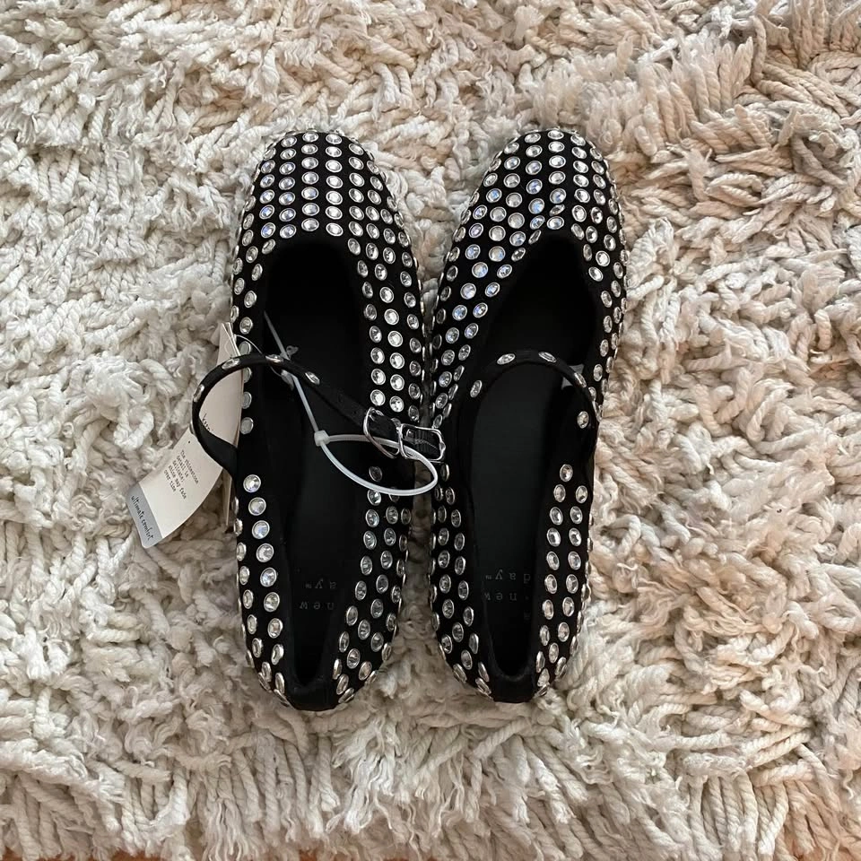 A New Day women's black Issa rhinestone Mary Jane ballet flats - photo 4