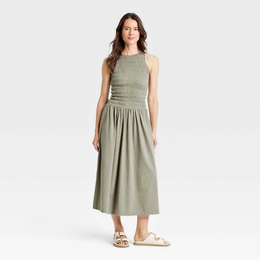 NWT Universal Thread smocked knit A-line maxi dress