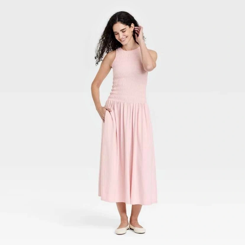 NWT Universal Thread smocked knit A-line maxi dress