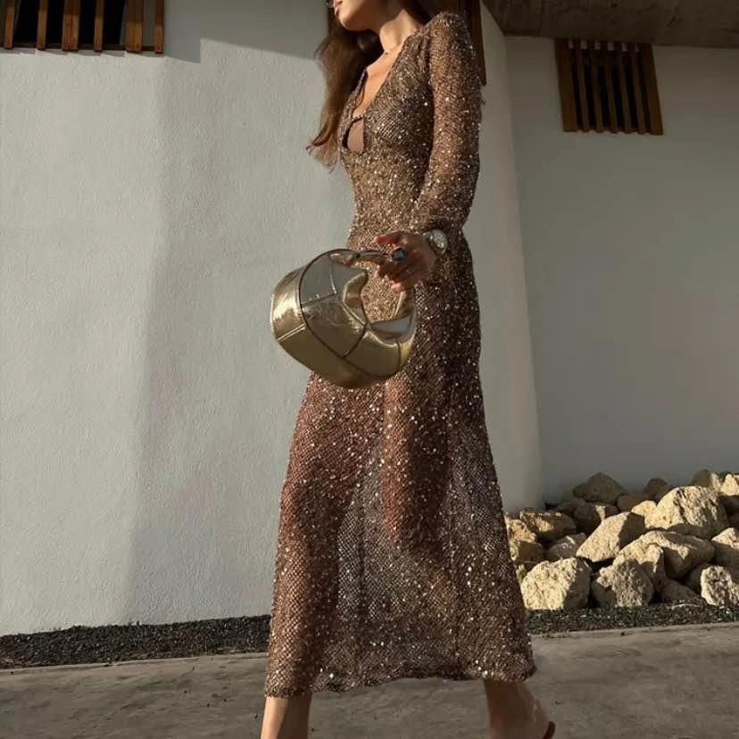 Sequin Maxi Dress - Size S - photo 2