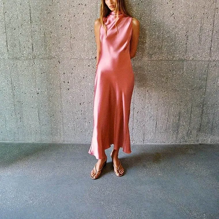 Pink Satin Dress - Size XS