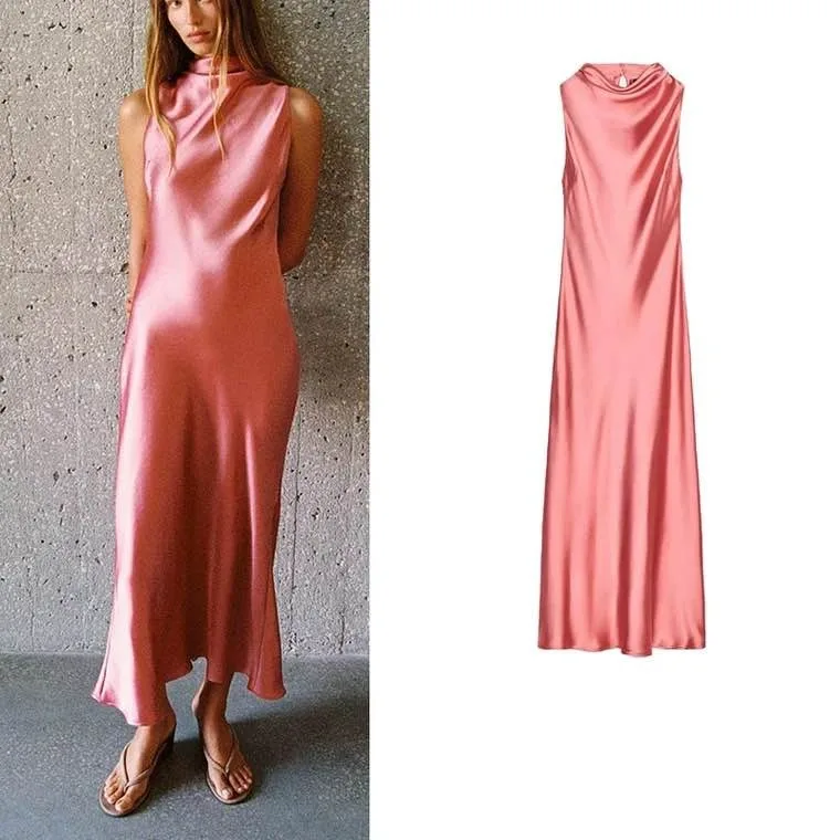 Pink Satin Dress - Size XS - photo 2