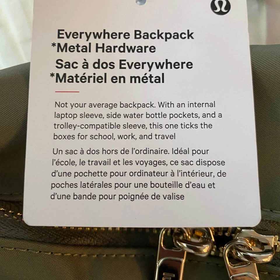 NWT Lululemon Everywhere Backpack*Metal Hardware 22L - Bayleaf - photo 5