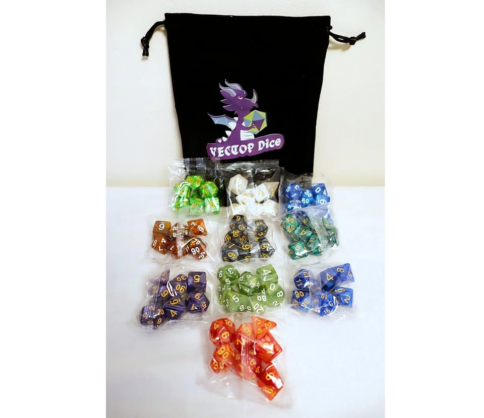 Lot of 70-Piece Polyhedral Dice Sets (10 Sets of 7) with Bag - photo 2