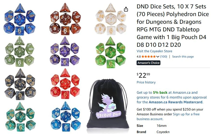 Lot of 70-Piece Polyhedral Dice Sets (10 Sets of 7) with Bag - photo 3