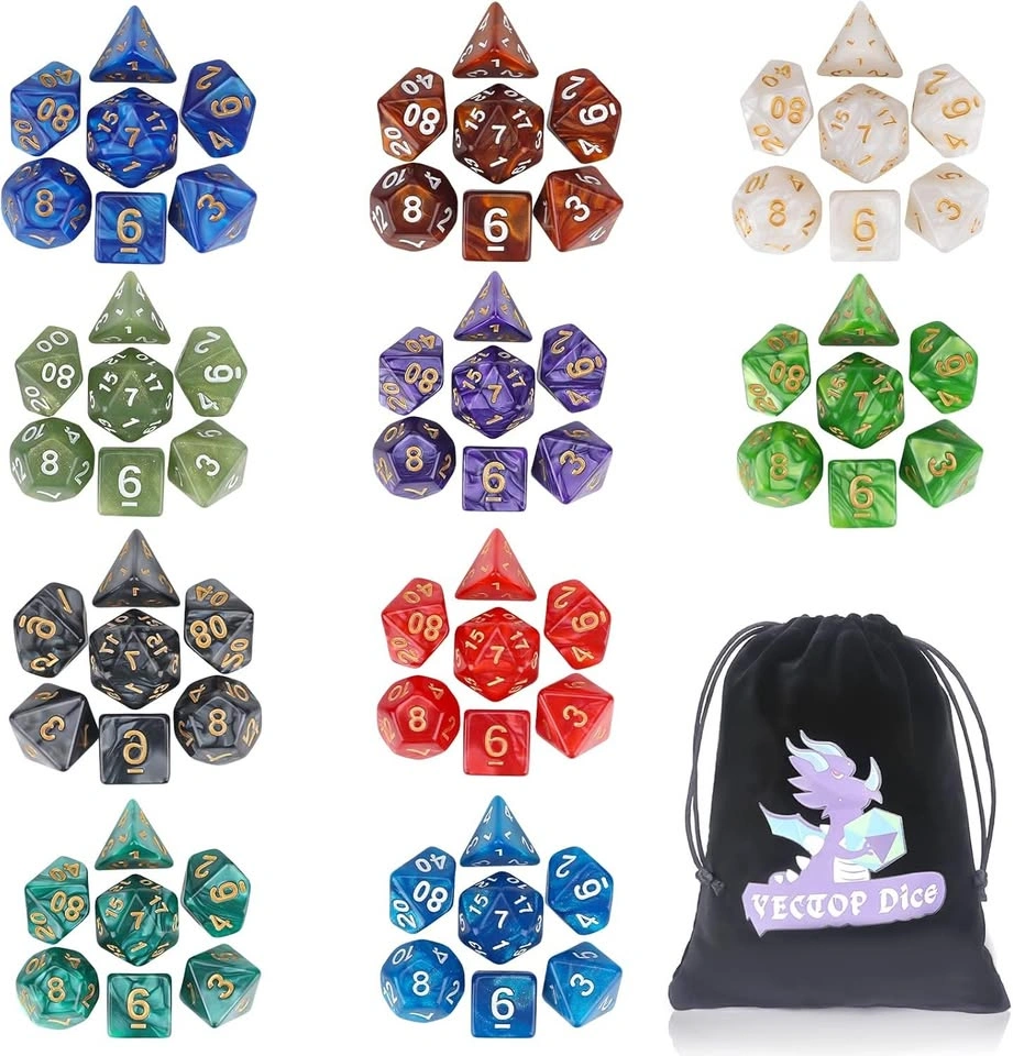 Lot of 70-Piece Polyhedral Dice Sets (10 Sets of 7) with Bag - photo 4