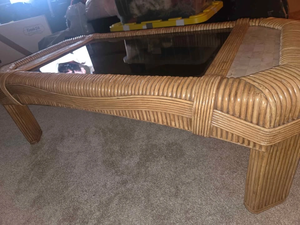 Vintage rattan coffee table - photo 3