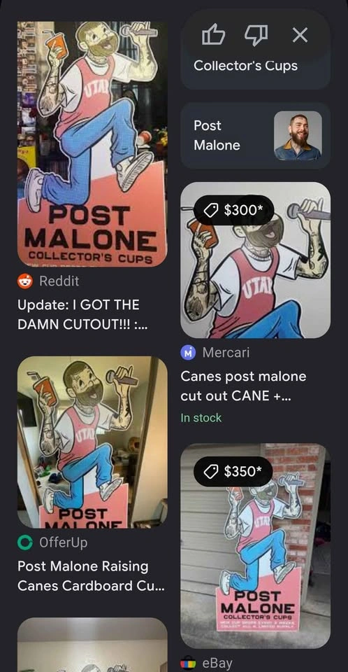 Post Malone Raising Cane's Limited Edition Life Size Standee - photo 3