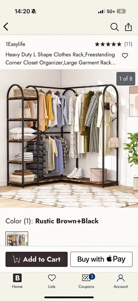 Garment rack with shelves and hooks
