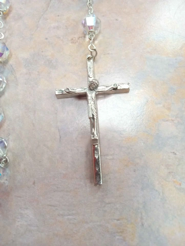 Vintage Czechoslovakian Crystal AB Aurora Borealis Rosary - photo 2