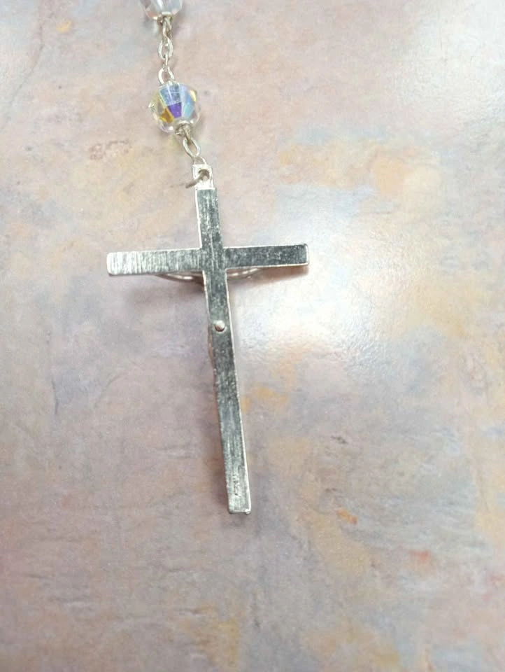 Vintage Czechoslovakian Crystal AB Aurora Borealis Rosary - photo 3