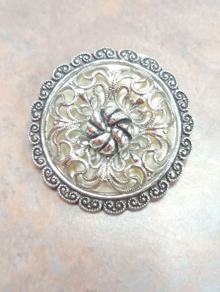 Dress Clip Silver Tone Signed W. Germany Vintage Accessory - photo 2