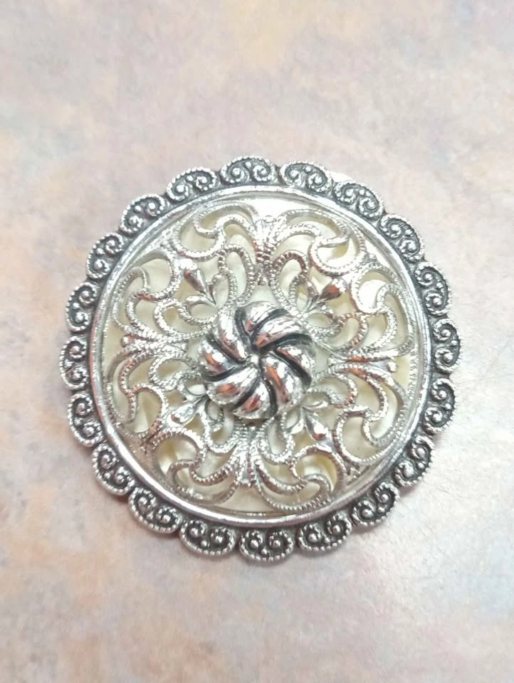 Dress Clip Silver Tone Signed W. Germany Vintage Accessory - photo 3