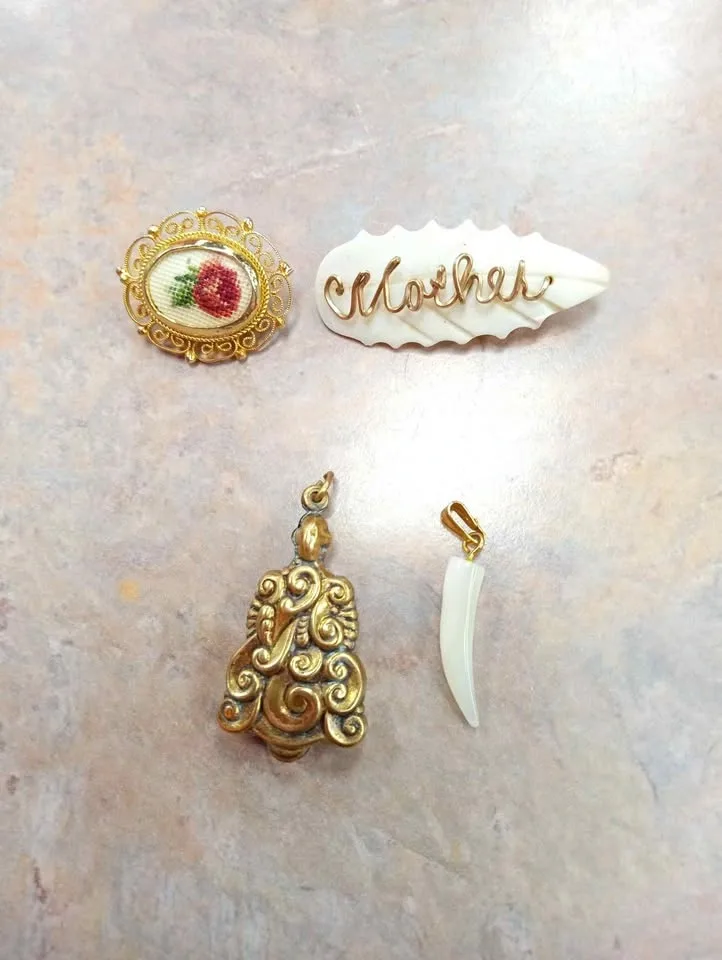 Vintage Costume Jewelry Pendants and Brooches