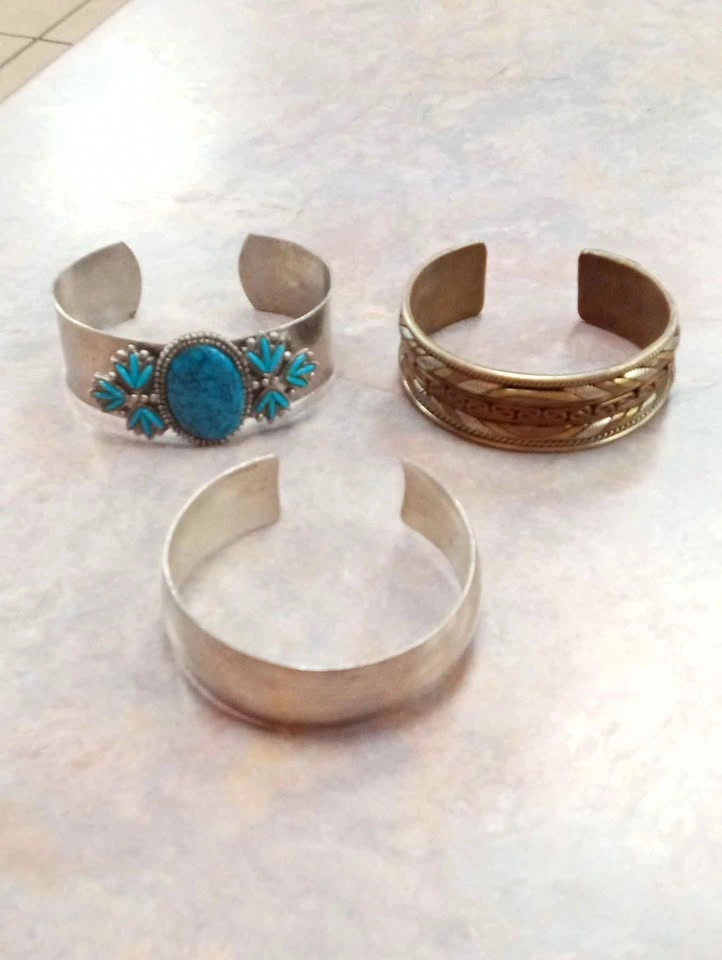 Lot of 3 Vintage Bangle Bracelets Assorted Metals Price Firm