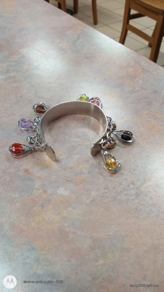 Silver Tone Cuff Bracelet With Charms - photo 3