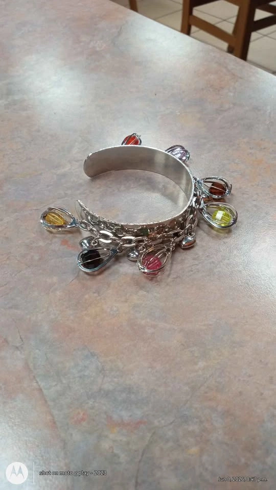 Silver Tone Cuff Bracelet With Charms - photo 5