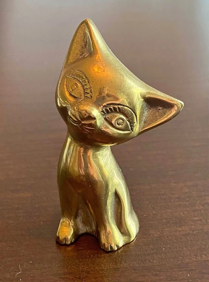 Vintage Solid Brass Cat Figurine