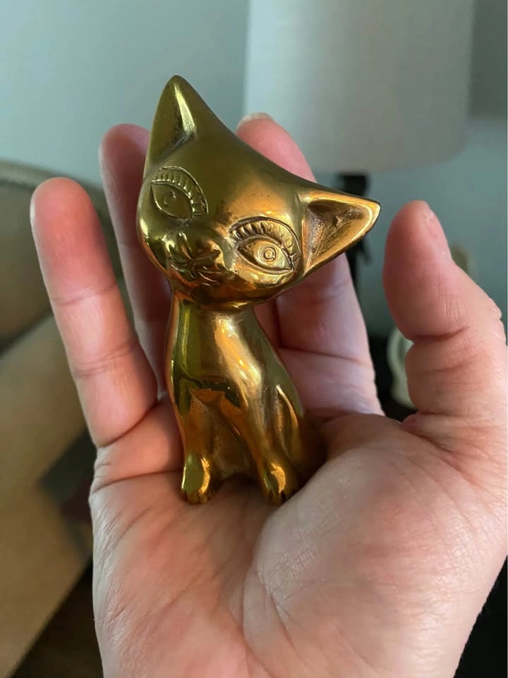 Vintage Solid Brass Cat Figurine - photo 3
