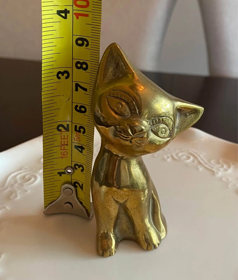 Vintage Solid Brass Cat Figurine - photo 5