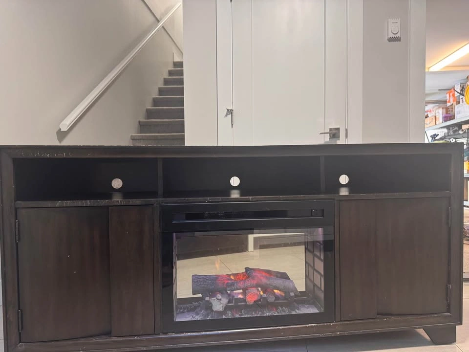 Dark Wood Electric Fireplace TV Stand - photo 2