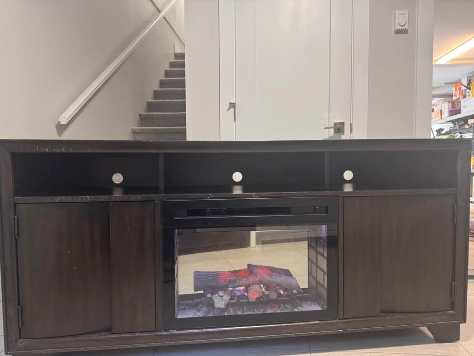 Dark Wood Electric Fireplace TV Stand - photo 3