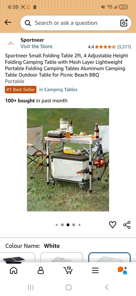 Small Folding Table 2ft, 4 Adjustable Height Camping Table - photo 3