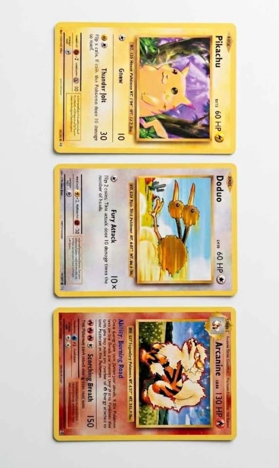 Pokémon Cards Bundle – Pikachu, Arcanine & Doduo (Great Conditio
